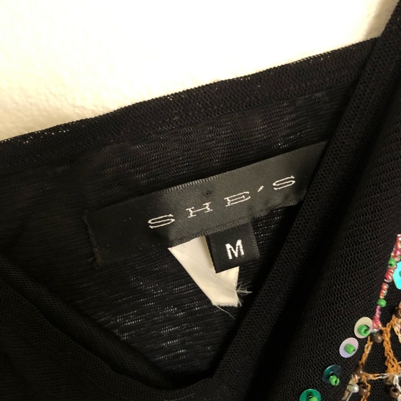 Y2K embroidered beaded spaghetti strap tank top - Picture 3 of 5